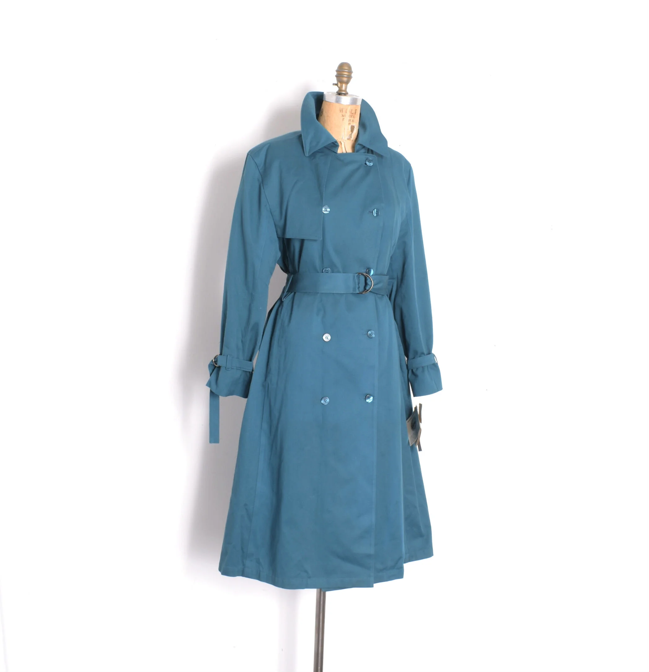 1980s London Fog Teal Trench Coat-large — La Poubelle Vintage